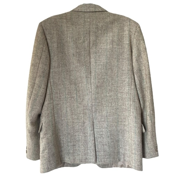 Vintage Harris Tweed Wool Blazer Jacket Size 40 Beige Pastel Pinstripes 70s 80s - Picture 9 of 9